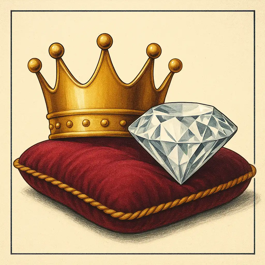Golden crown resting on a velvet cushion representing a VIP loyalty programme